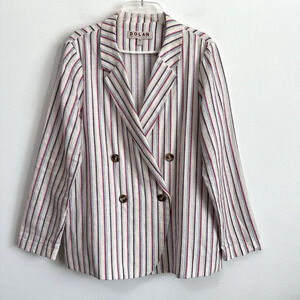 Anthropologie Dolan Anna Blazer M Double Breasted Linen Blend Summer Work Trendy